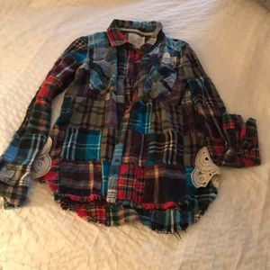 Free People Flannel Path blouse